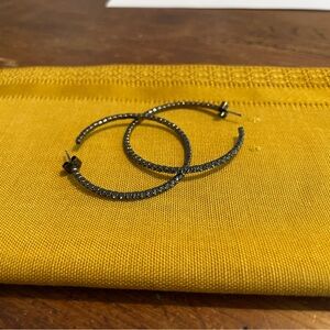 Sparkly Dark Brown Hoop Earrings